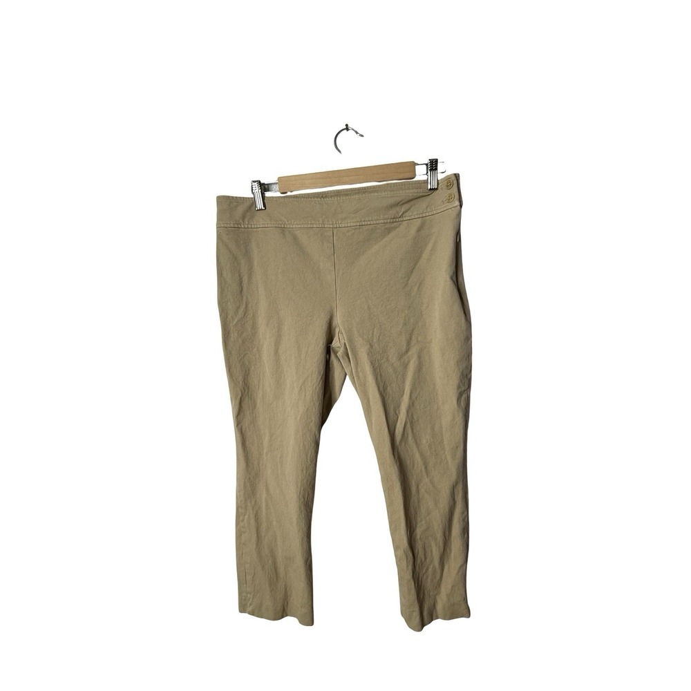 lauren ralph‎ laure sz 12 cropped kahki pants skinny side button womens